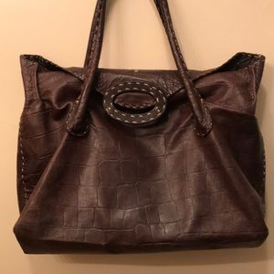 Henry Beguelin Designer Handbag, Brown Leather